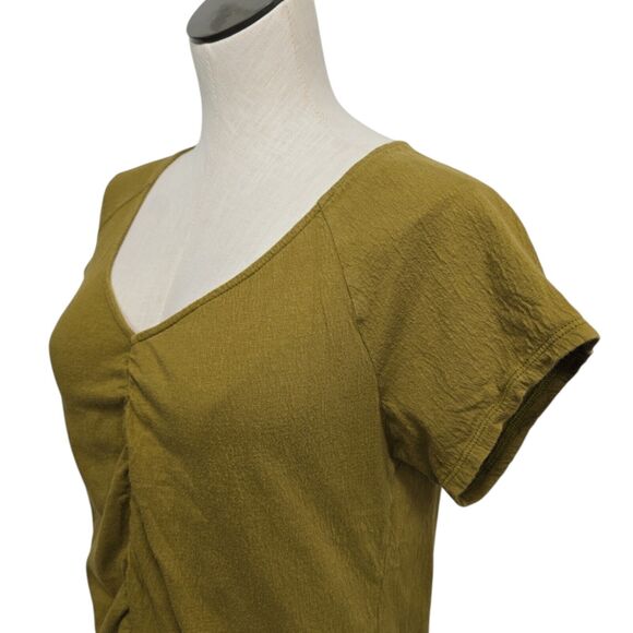 Madewell Knit Lightspun Ruched-Front Crop Top in Spiced Olive Green Size XS - Picture 12 of 14